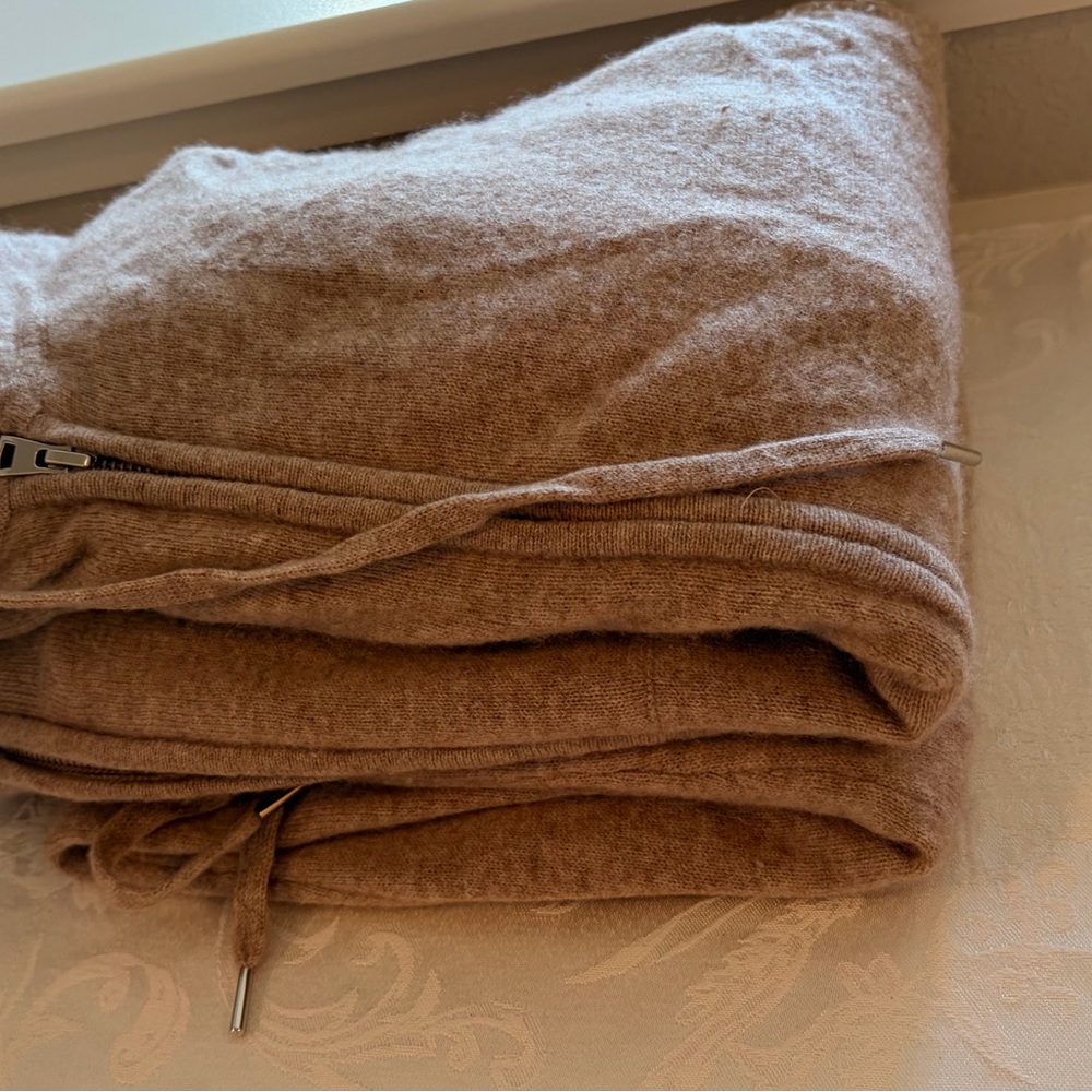 Quince Mongolian Cashmere Full-Zip Hoodie in Beige - Picture 3 of 7